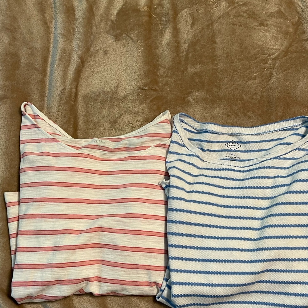 a.n.a Striped Top in Pink,  Blue striped top - St John’s Bay. Both size XXL